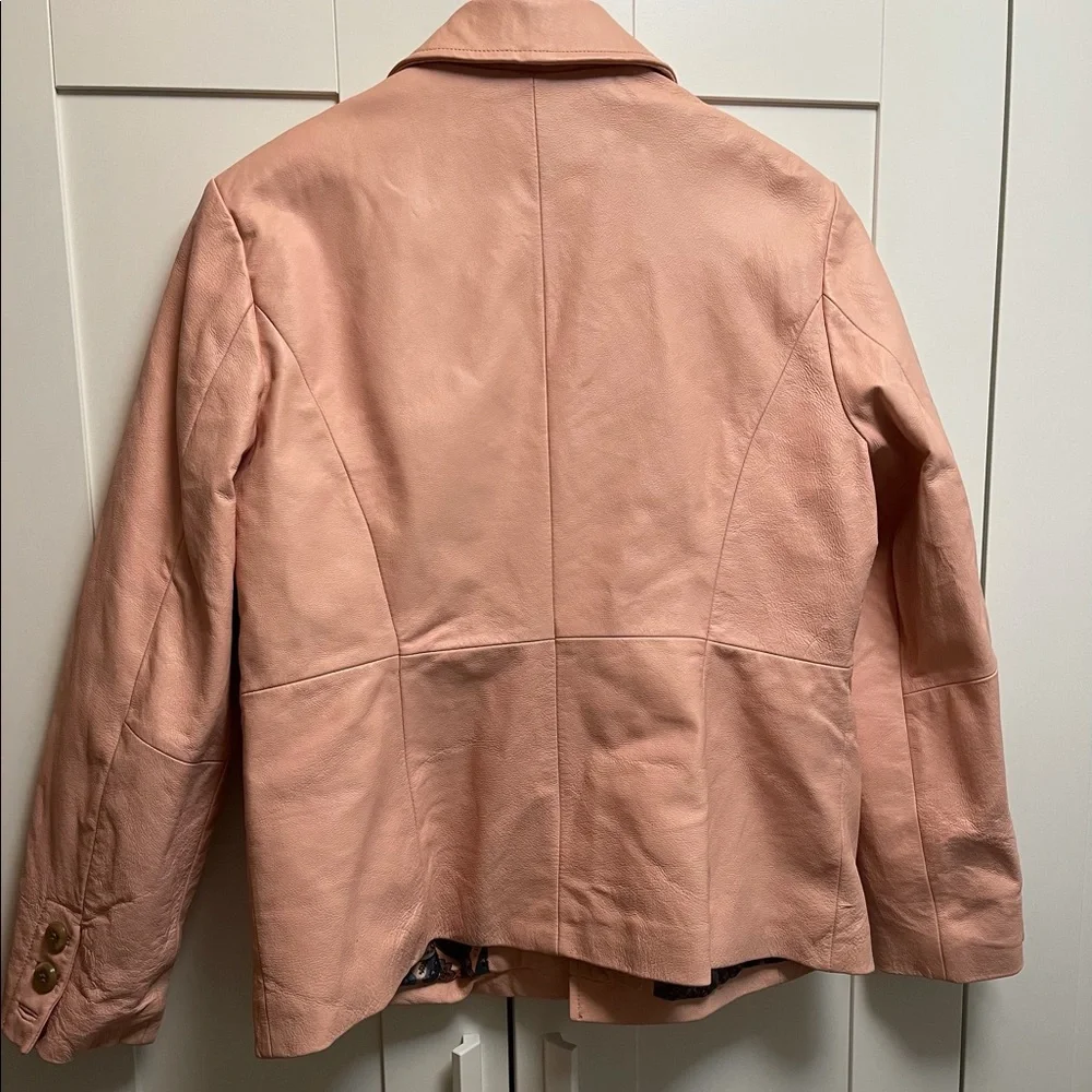 Terry Lewis Classic Luxuries Pink Leather Blazer Coat Jacket with Buttons 🤍💓🤍 - Picture 5 of 10